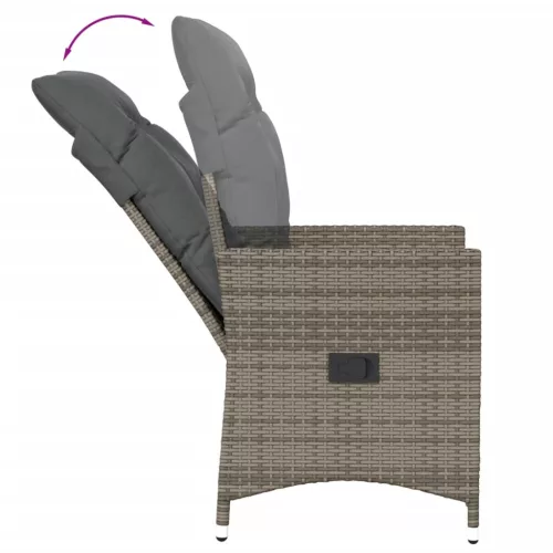  3 részes szürke polyrattan bisztrógarnitúra párnákkal