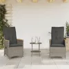  3 részes szürke polyrattan bisztrógarnitúra párnákkal