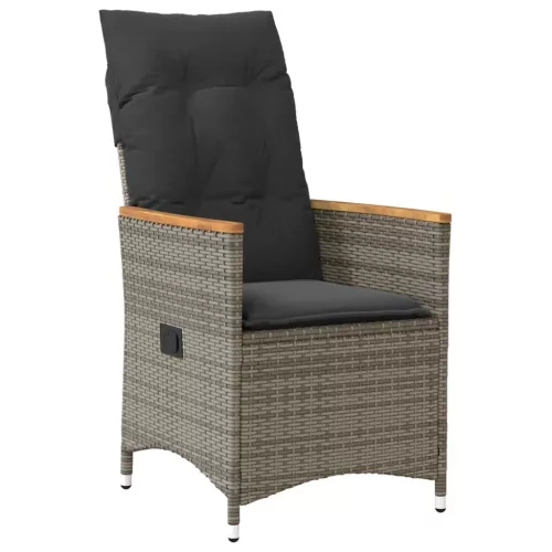  3 részes szürke polyrattan bisztrógarnitúra párnákkal
