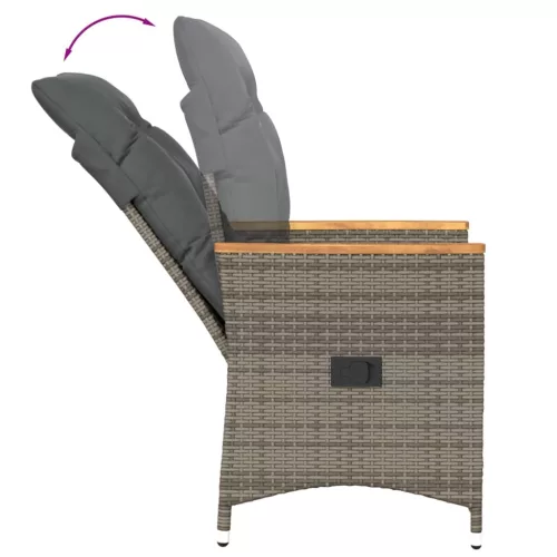  3 részes szürke polyrattan bisztrógarnitúra párnákkal