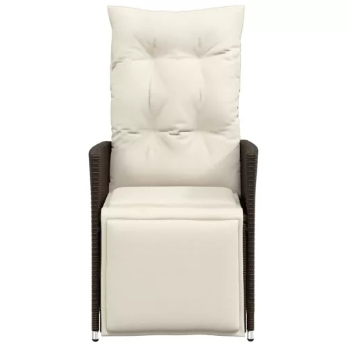  barna polyrattan dönthető kerti szék párnákkal