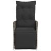  szürke polyrattan dönthető kerti szék párnákkal