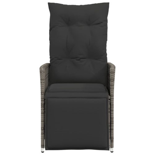  szürke polyrattan dönthető kerti szék párnákkal