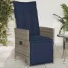  szürke polyrattan dönthető kerti szék párnákkal