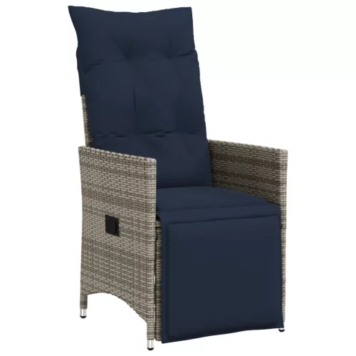  szürke polyrattan dönthető kerti szék párnákkal