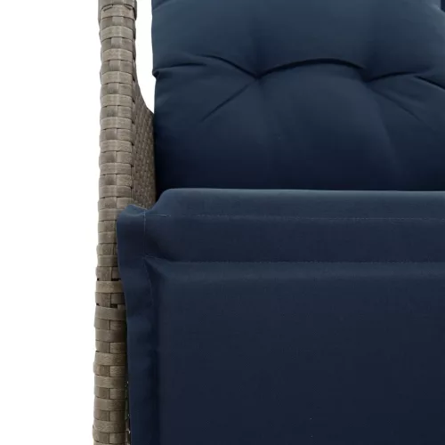  szürke polyrattan dönthető kerti szék párnákkal