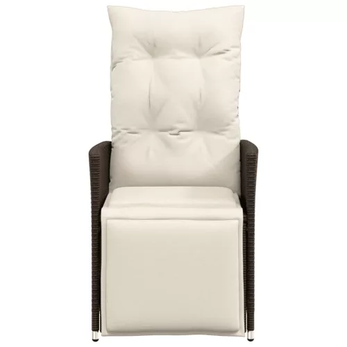  2 db barna polyrattan dönthető kerti szék párnákkal