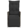  2 db szürke polyrattan dönthető kerti szék párnákkal