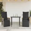  2 db szürke polyrattan dönthető kerti szék párnákkal