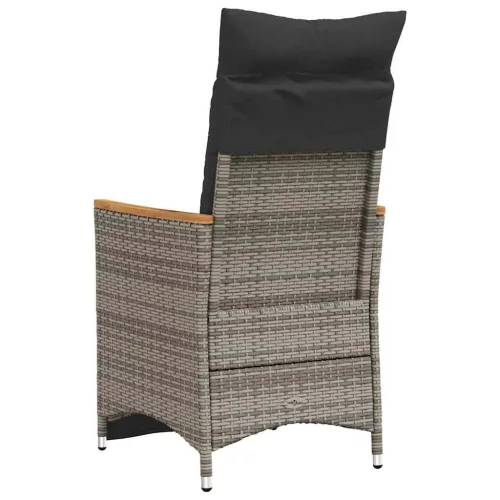  2 db szürke polyrattan dönthető kerti szék párnákkal