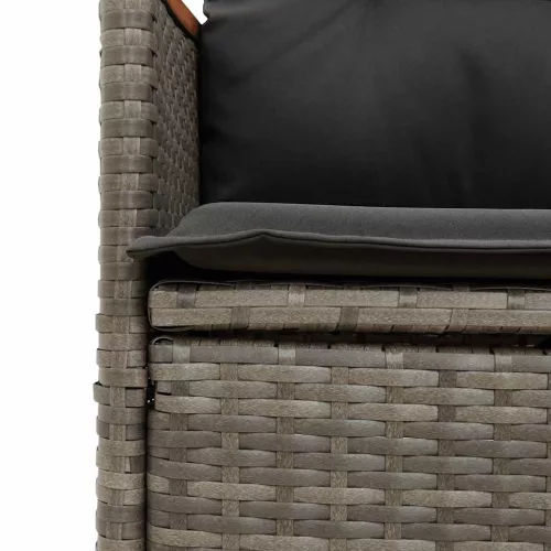  2 db szürke polyrattan dönthető kerti szék párnákkal