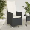  fekete polyrattan dönthető kerti szék párnával