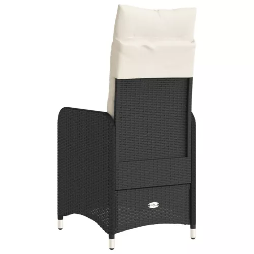  fekete polyrattan dönthető kerti szék párnával