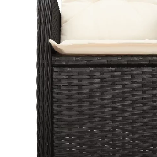  fekete polyrattan dönthető kerti szék párnával