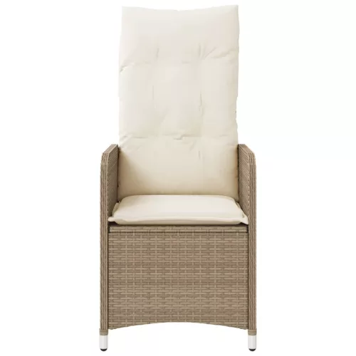  bézs polyrattan dönthető kerti szék párnákkal