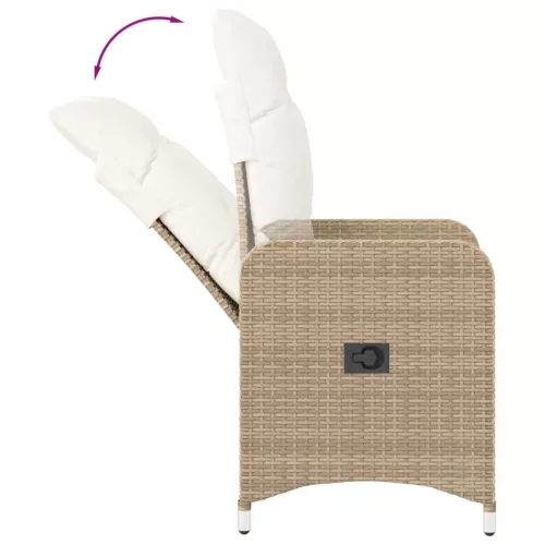  bézs polyrattan dönthető kerti szék párnákkal