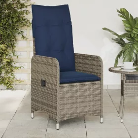  szürke polyrattan dönthető kerti szék párnákkal