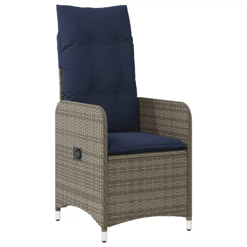  szürke polyrattan dönthető kerti szék párnákkal