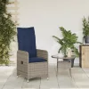  szürke polyrattan dönthető kerti szék párnákkal