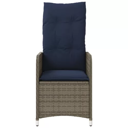  szürke polyrattan dönthető kerti szék párnákkal