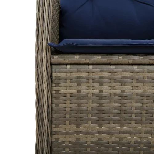  szürke polyrattan dönthető kerti szék párnákkal