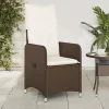  2 db barna polyrattan dönthető kerti szék párnákkal