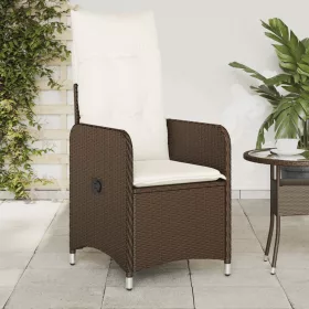  2 db barna polyrattan dönthető kerti szék párnákkal