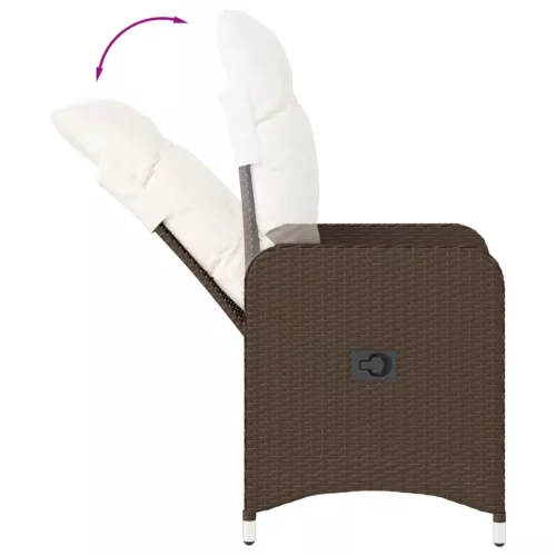  2 db barna polyrattan dönthető kerti szék párnákkal