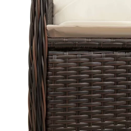  2 db barna polyrattan dönthető kerti szék párnákkal