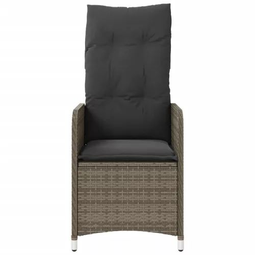  2 db szürke polyrattan dönthető kerti szék párnákkal
