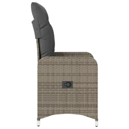  2 db szürke polyrattan dönthető kerti szék párnákkal