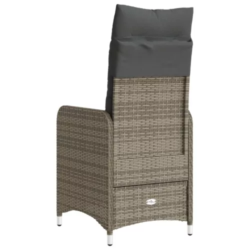  2 db szürke polyrattan dönthető kerti szék párnákkal