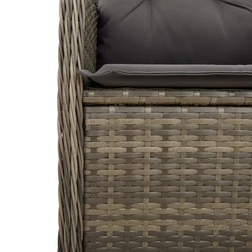  2 db szürke polyrattan dönthető kerti szék párnákkal