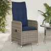  2 db szürke polyrattan dönthető kerti szék párnákkal