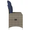  2 db szürke polyrattan dönthető kerti szék párnákkal