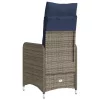  2 db szürke polyrattan dönthető kerti szék párnákkal