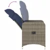  2 db szürke polyrattan dönthető kerti szék párnákkal