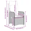  2 db szürke polyrattan dönthető kerti szék párnákkal