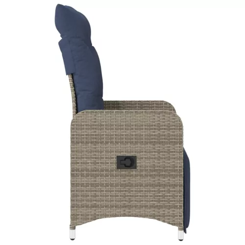  szürke polyrattan dönthető kerti szék párnákkal