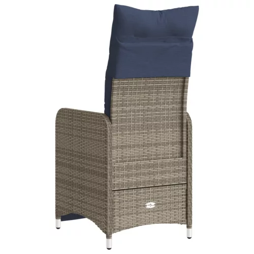  szürke polyrattan dönthető kerti szék párnákkal