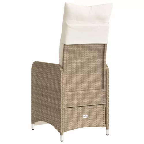  2 db bézs polyrattan dönthető kerti szék párnákkal