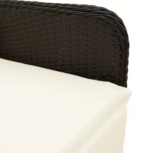  2 db fekete polyrattan dönthető kerti szék asztallal