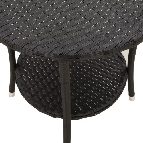  2 db fekete polyrattan dönthető kerti szék asztallal