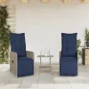  2 db szürke polyrattan dönthető kerti szék asztallal