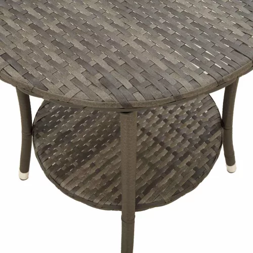  2 db szürke polyrattan dönthető kerti szék asztallal