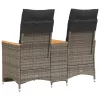  2 személyes szürke polyrattan dönthető kerti kanapé asztallal