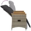  2 személyes szürke polyrattan dönthető kerti kanapé asztallal