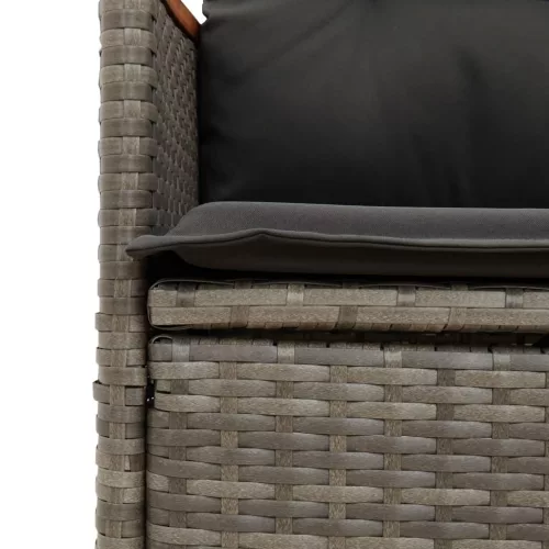  2 személyes szürke polyrattan dönthető kerti kanapé asztallal