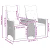  2 személyes szürke polyrattan dönthető kerti kanapé asztallal
