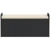  fekete polyrattan tárolópad párnával 115 x 51 x 52 cm